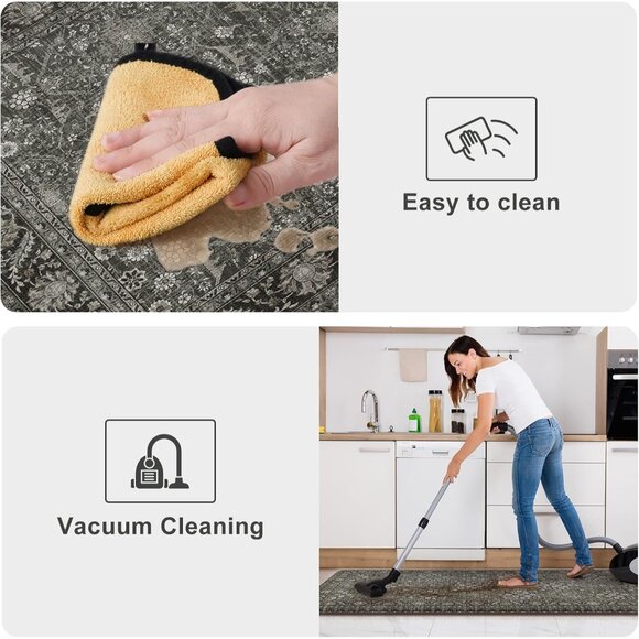 New 2Pcs Green Kitchen Mat Set, Non Slip Waterproof Cushioned Rugs for Floor - Picture 5 of 9